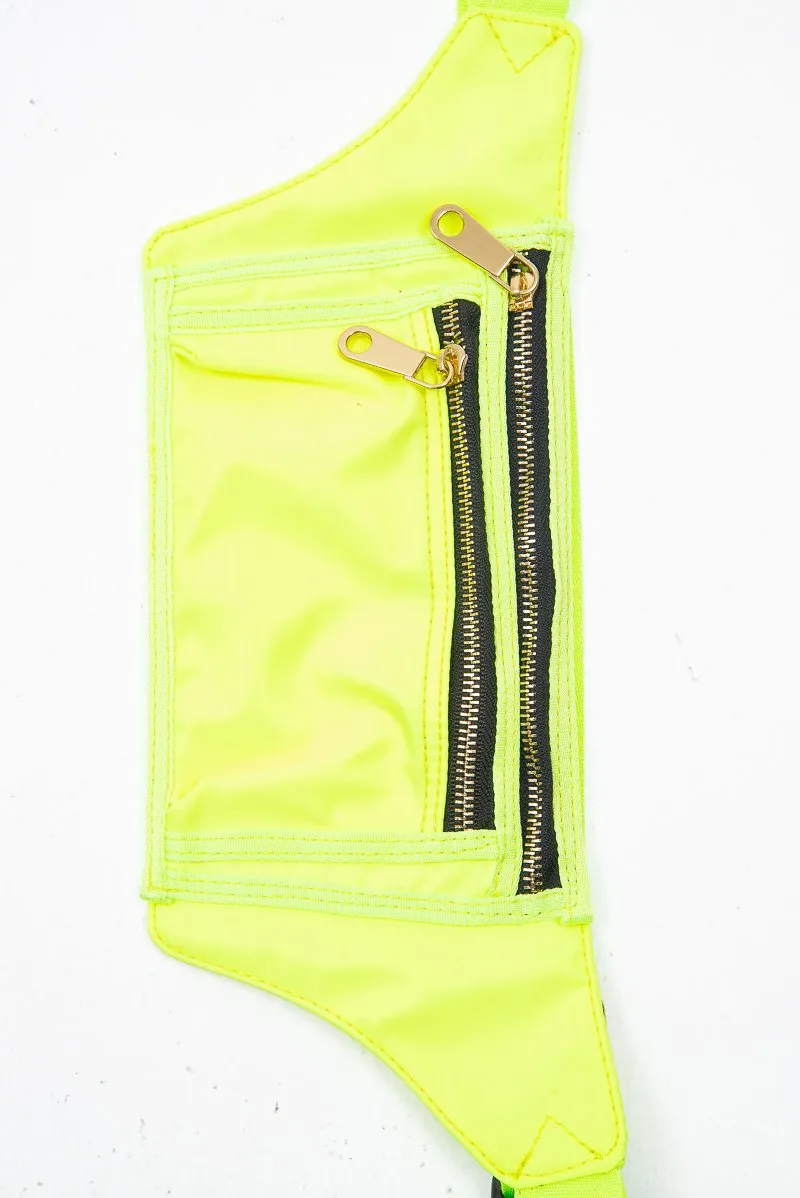 Neon Yellow Front Pocket Zip Bum Bag - Iviona