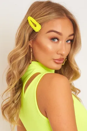 Neon Yellow Matte Hair Clip - Zyra