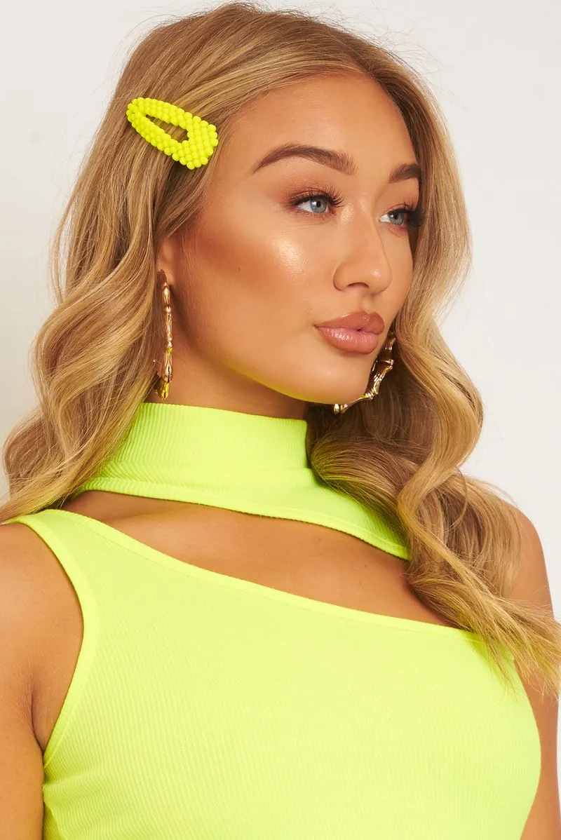 Neon Yellow Matte Hair Clip - Zyra