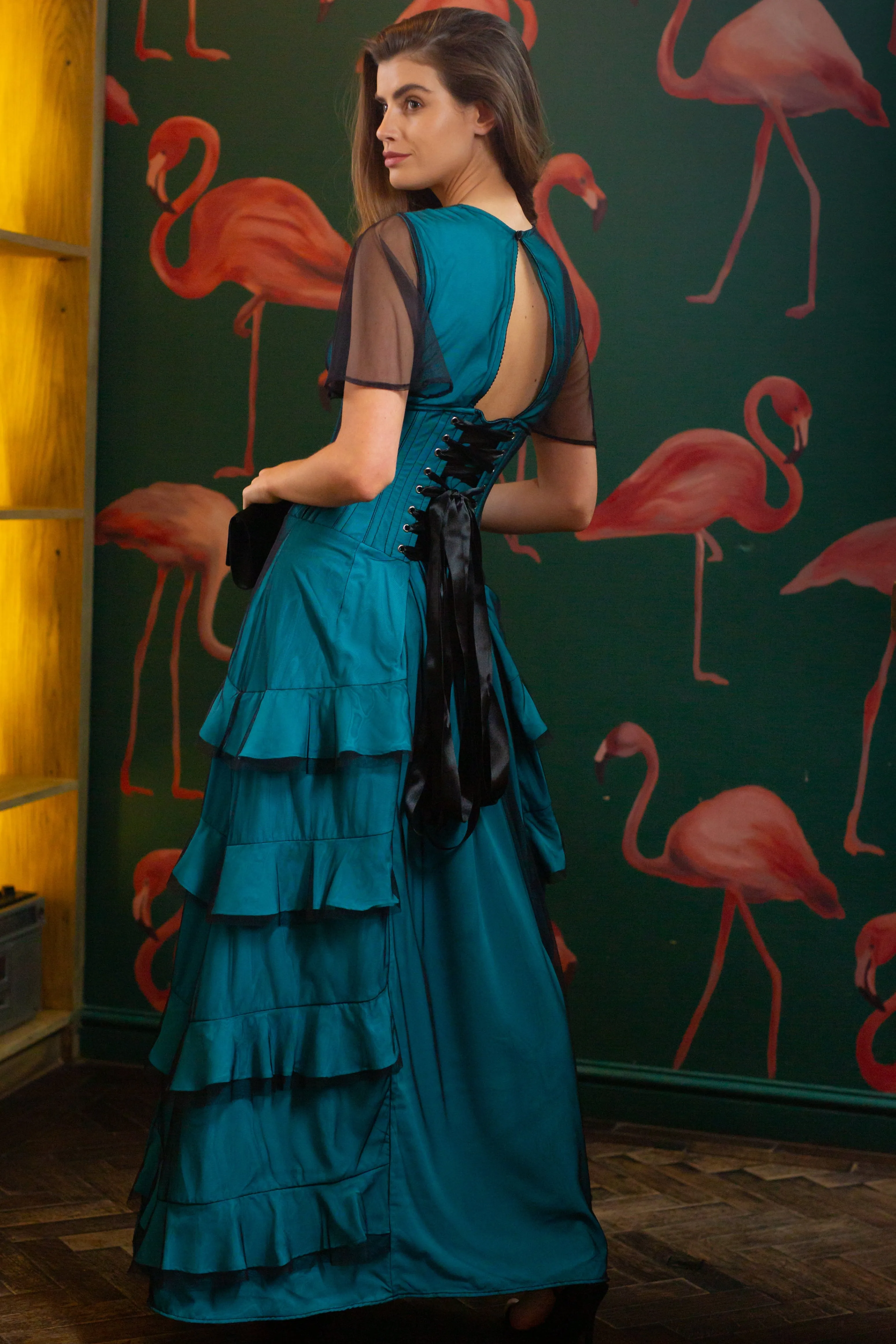 Net Overlay Corset Dress