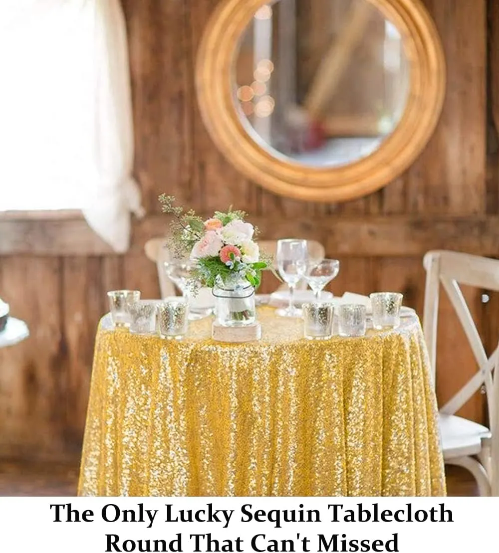 NEW DUOBAO Rose Gold Sequin Tablecloth Round 47 Inches Shimmer Tablecloth Overlay