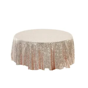NEW DUOBAO Rose Gold Sequin Tablecloth Round 47 Inches Shimmer Tablecloth Overlay