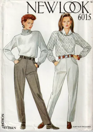 New Look 6015 Womens Tapered Leg Pants 1980s Vintage Sewing Pattern Size 8 - 18 UNCUT Factory Folded