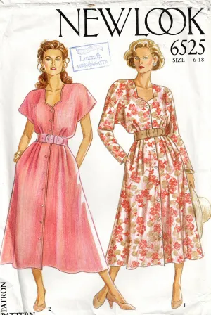 New Look 6525 Womens Full Skirt Dress with Sweetheart Neckline 1980s Vintage Sewing Pattern Size 6 - 18 UNCUT Factory Folded
