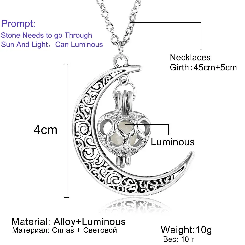 NEW Magical Luminous Stone Moon Necklace - May the stone guide you through darkness, Purple