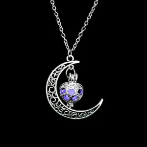 NEW Magical Luminous Stone Moon Necklace - May the stone guide you through darkness, Purple