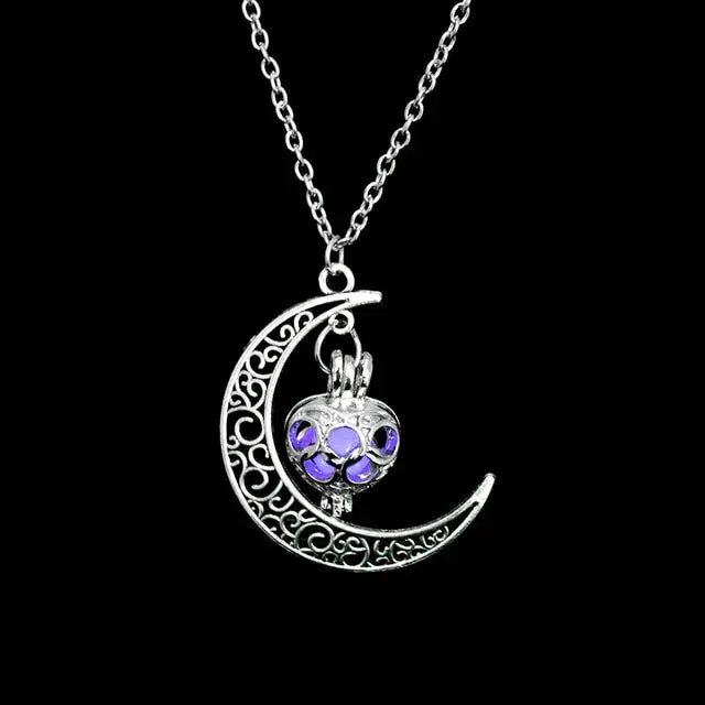 NEW Magical Luminous Stone Moon Necklace - May the stone guide you through darkness, Purple