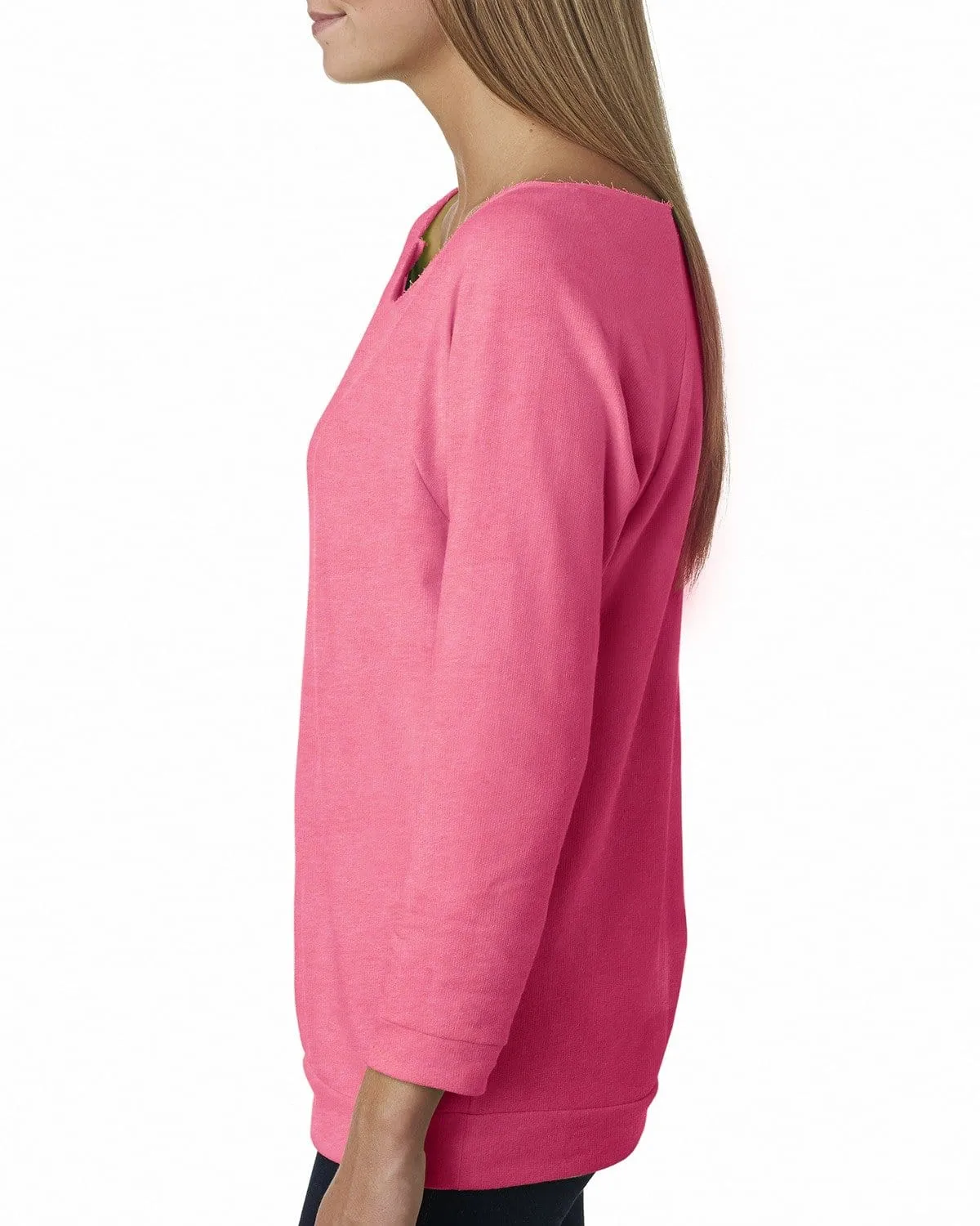 Next Level Ladies French Terry Raw-Edge 3/4-Sleeve Raglan Tee