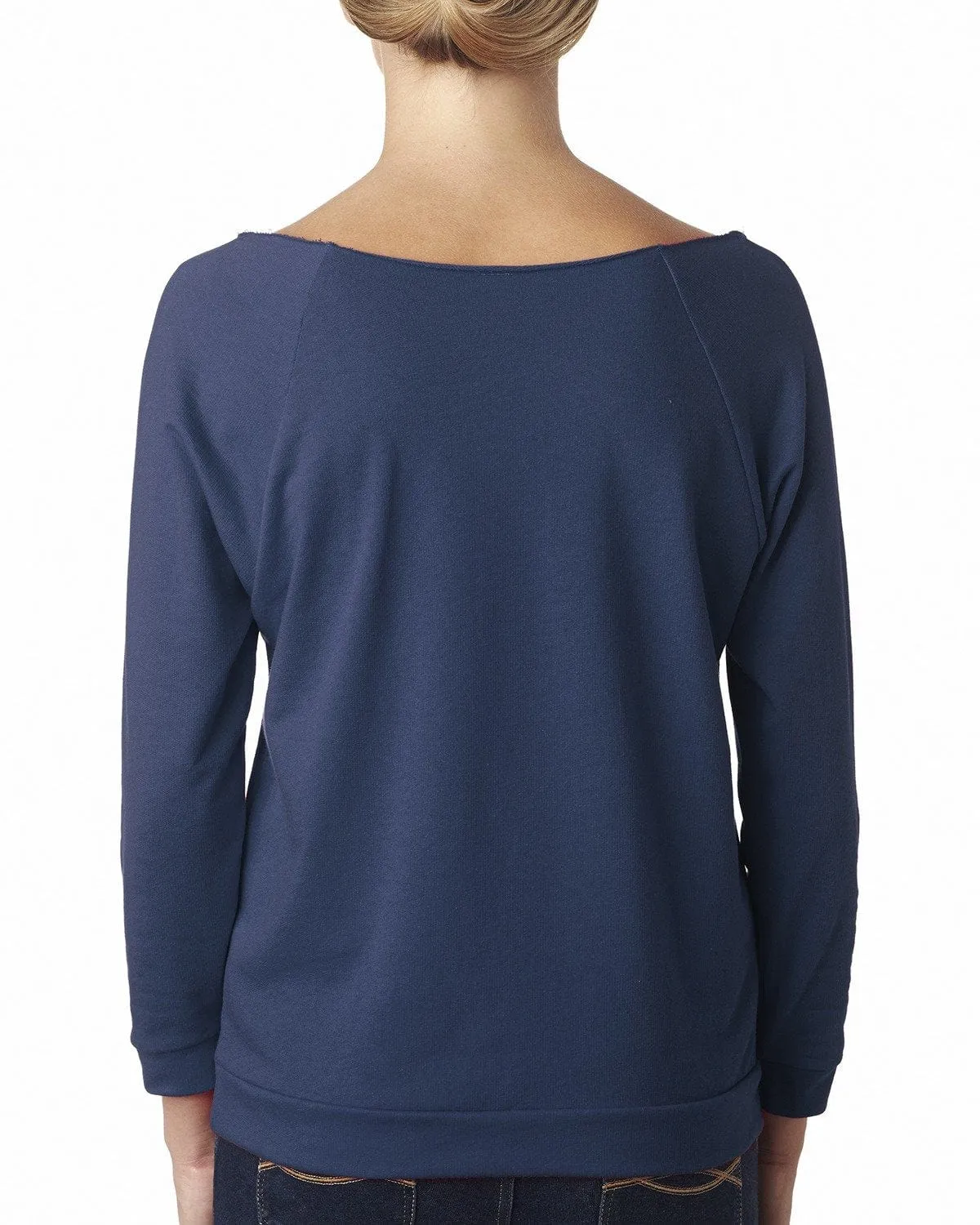 Next Level Ladies French Terry Raw-Edge 3/4-Sleeve Raglan Tee