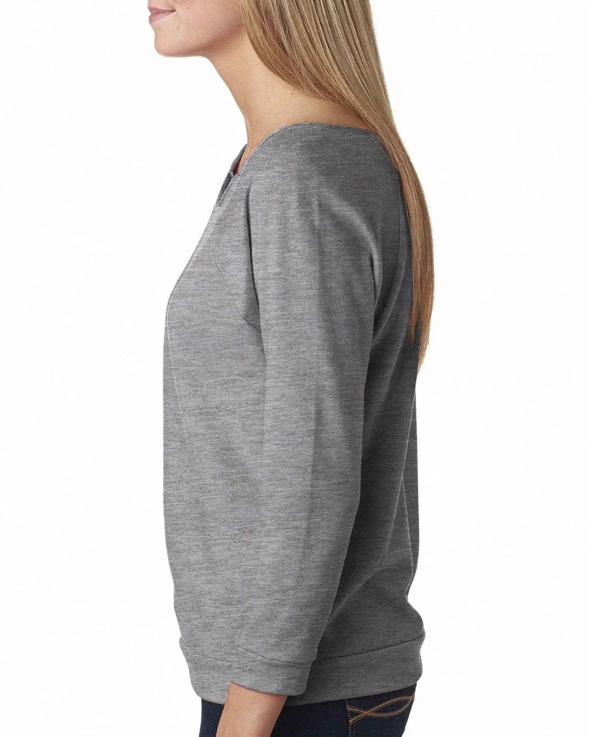 Next Level Ladies French Terry Raw-Edge 3/4-Sleeve Raglan Tee