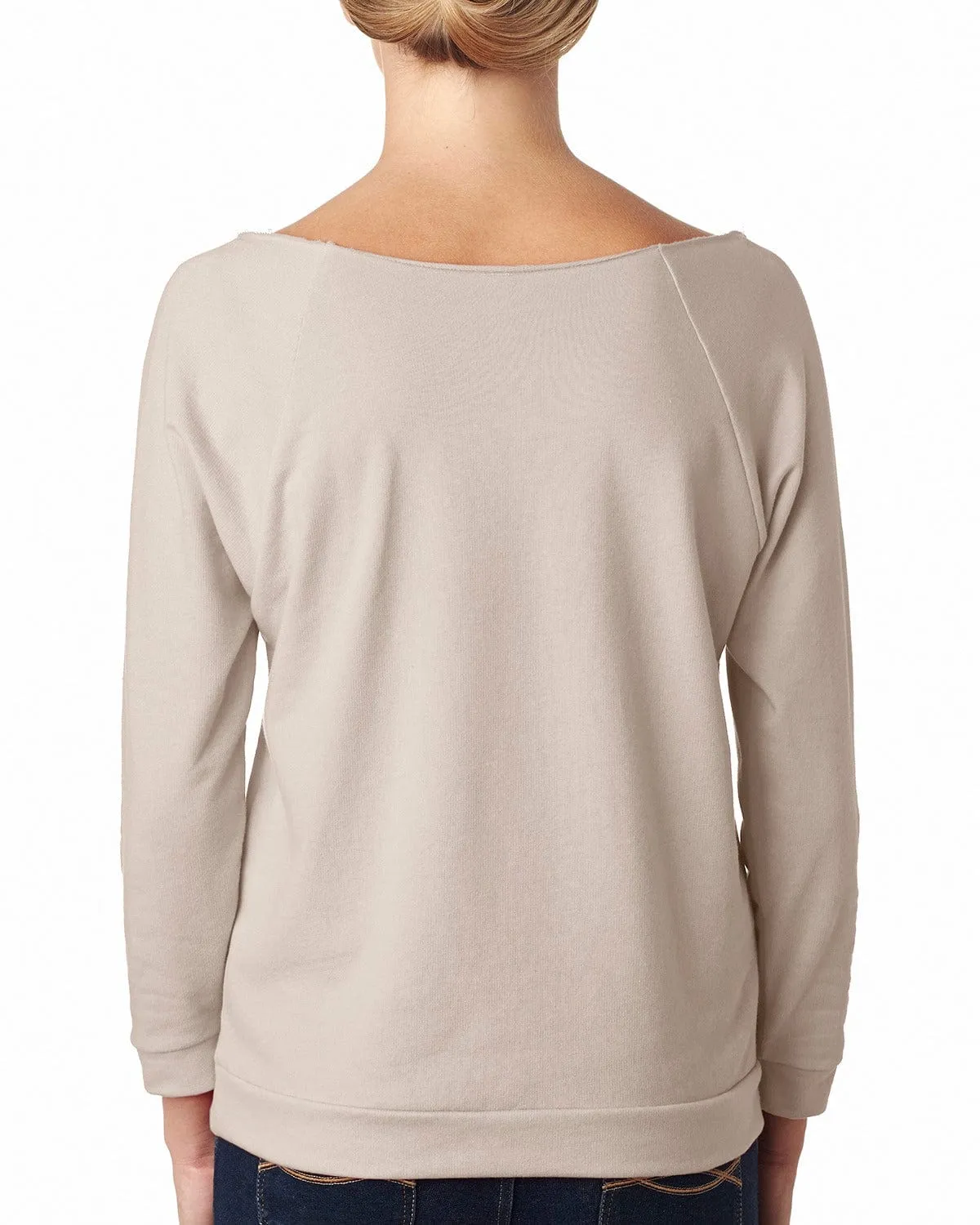 Next Level Ladies French Terry Raw-Edge 3/4-Sleeve Raglan Tee