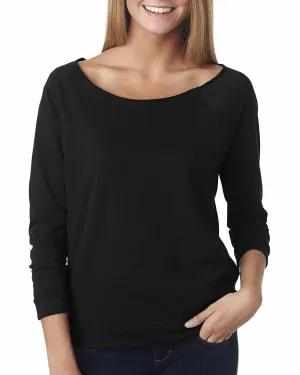 Next Level Ladies French Terry Raw-Edge 3/4-Sleeve Raglan Tee