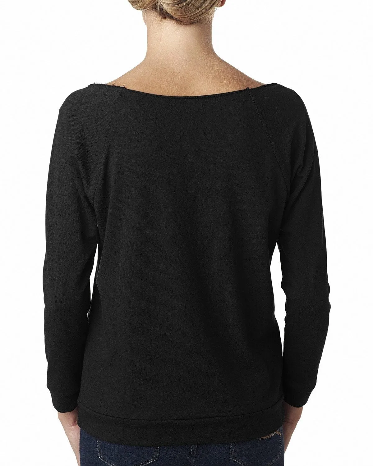 Next Level Ladies French Terry Raw-Edge 3/4-Sleeve Raglan Tee