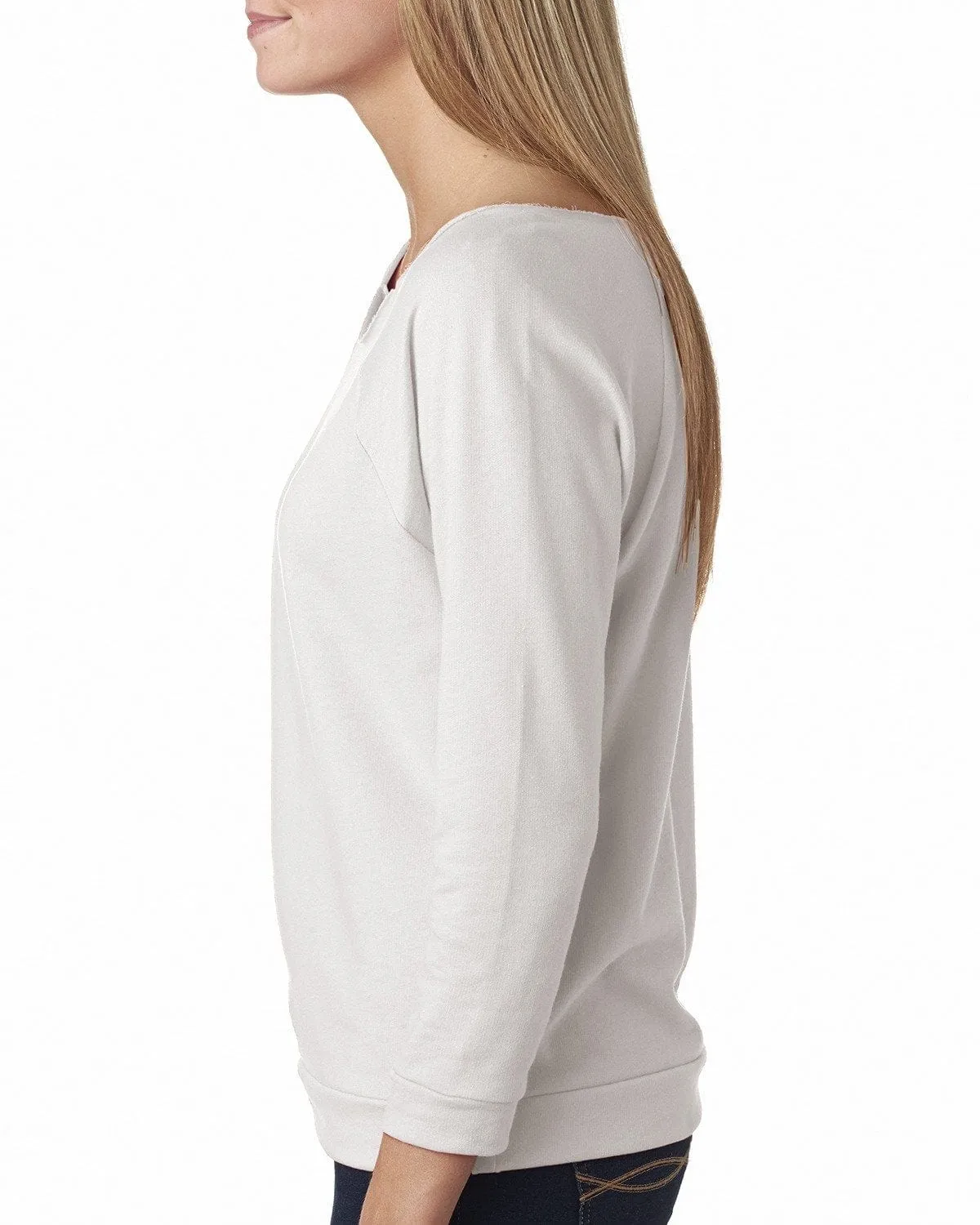Next Level Ladies French Terry Raw-Edge 3/4-Sleeve Raglan Tee