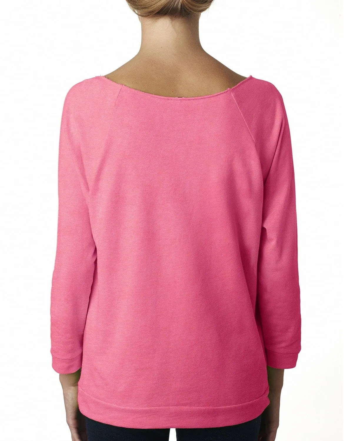Next Level Ladies French Terry Raw-Edge 3/4-Sleeve Raglan Tee