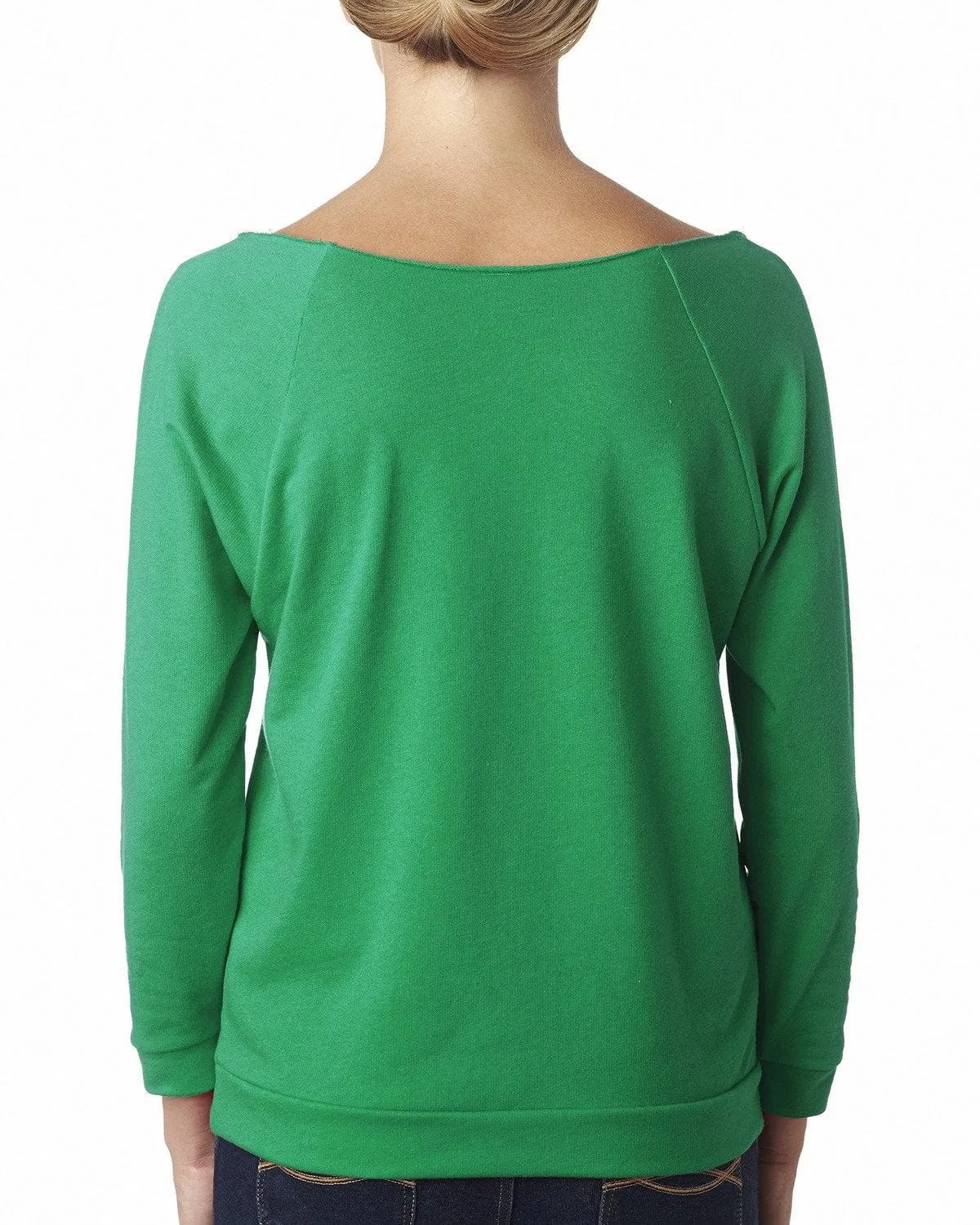 Next Level Ladies French Terry Raw-Edge 3/4-Sleeve Raglan Tee