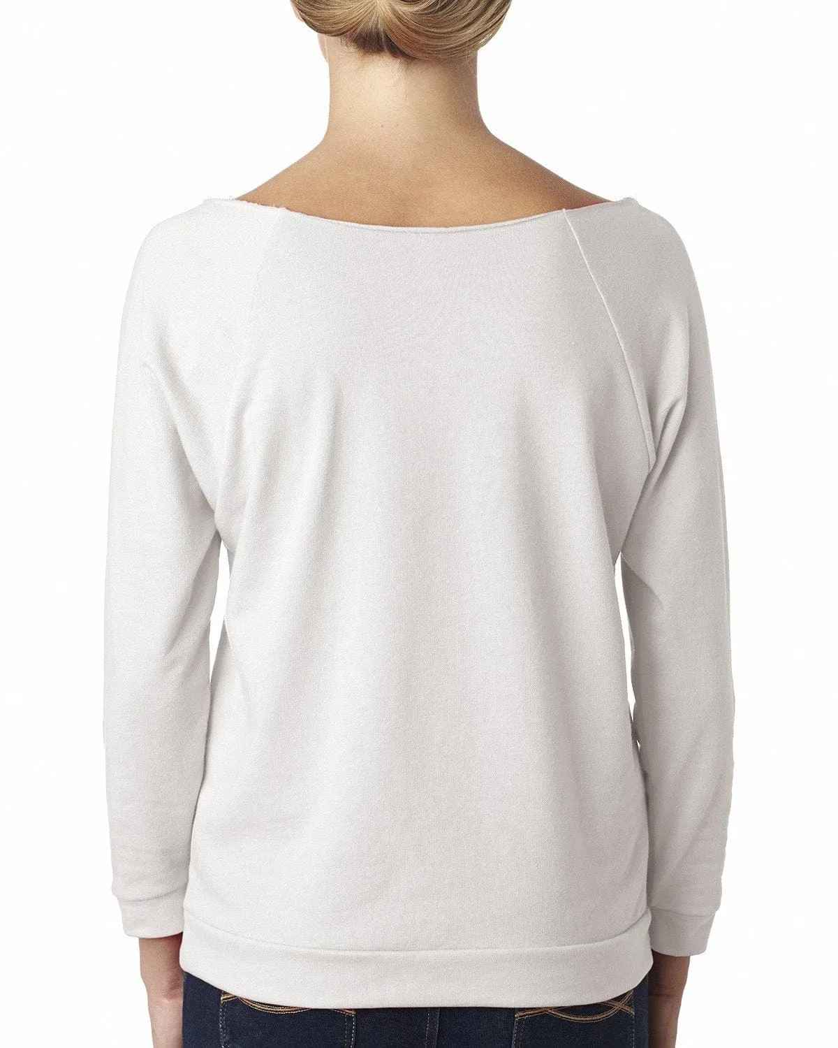Next Level Ladies French Terry Raw-Edge 3/4-Sleeve Raglan Tee