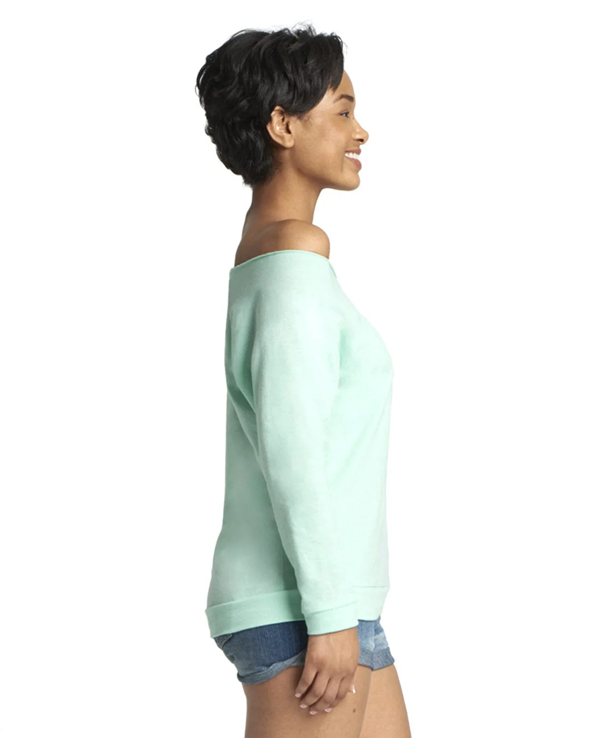 Next Level Ladies French Terry Raw-Edge 3/4-Sleeve Raglan Tee