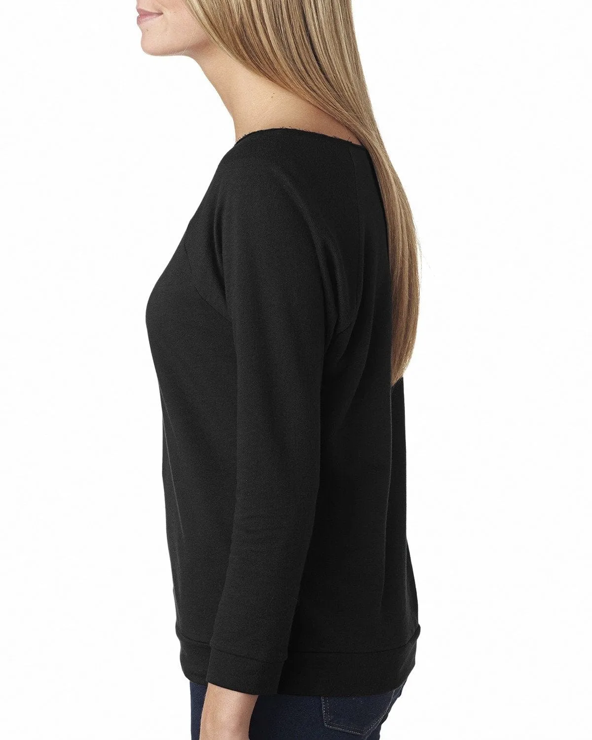 Next Level Ladies French Terry Raw-Edge 3/4-Sleeve Raglan Tee