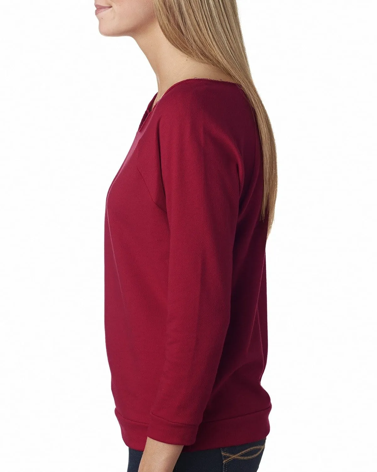 Next Level Ladies French Terry Raw-Edge 3/4-Sleeve Raglan Tee