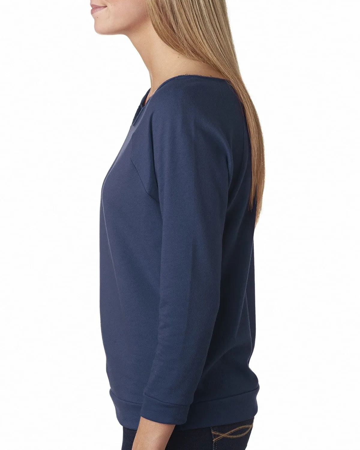 Next Level Ladies French Terry Raw-Edge 3/4-Sleeve Raglan Tee