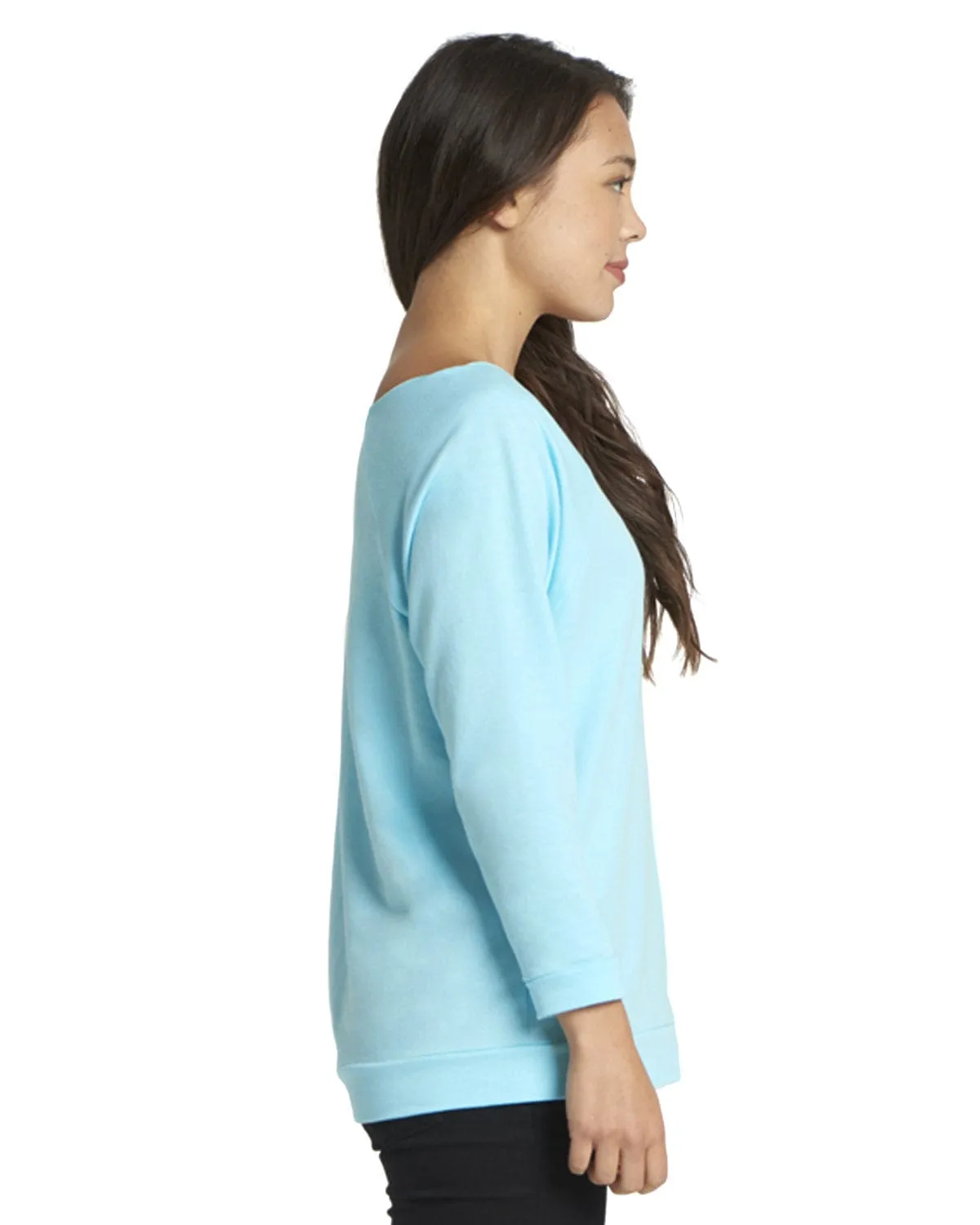 Next Level Ladies French Terry Raw-Edge 3/4-Sleeve Raglan Tee
