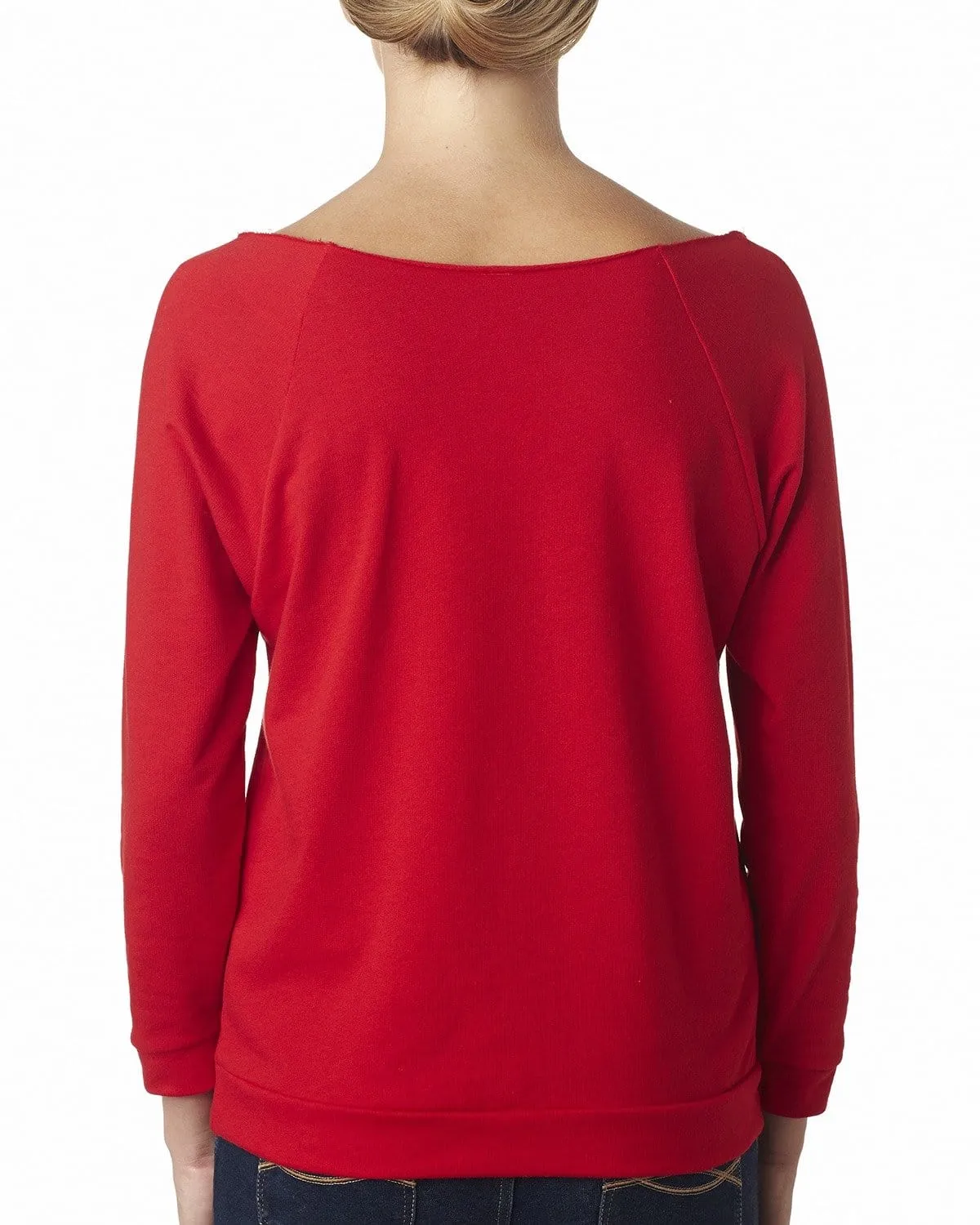 Next Level Ladies French Terry Raw-Edge 3/4-Sleeve Raglan Tee