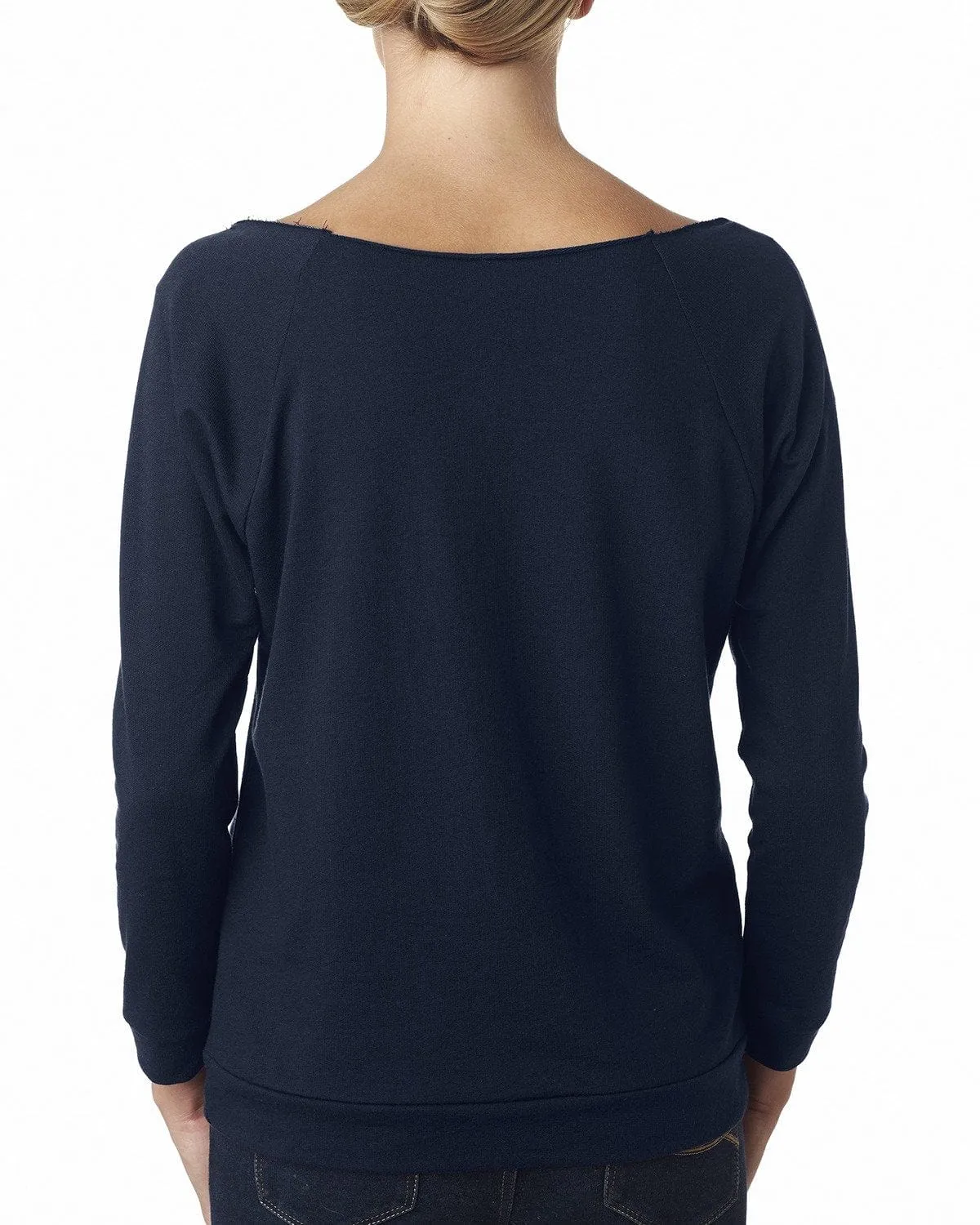Next Level Ladies French Terry Raw-Edge 3/4-Sleeve Raglan Tee