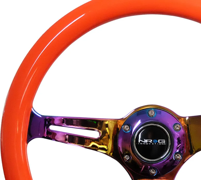 NRG ST-015MC-NOR 350mm Neon Orange 3 Neochrome Spokes Classic Wood Grain Wheel