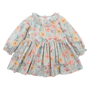 Olive Print Overlay Dress