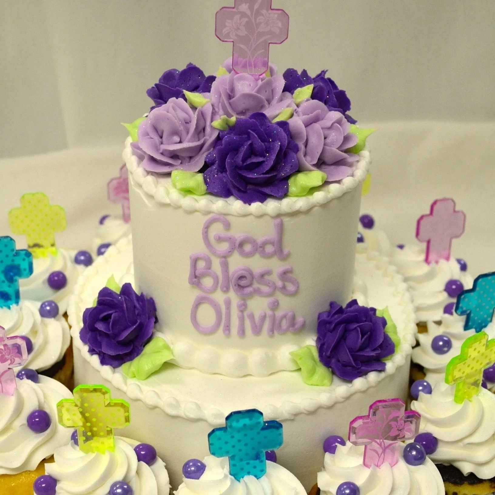 Olivia Religious Tiered Cake 7-4"