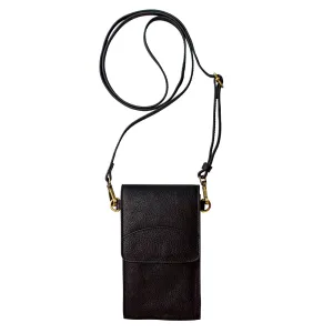 On the Move Leather Phone Bag in Black