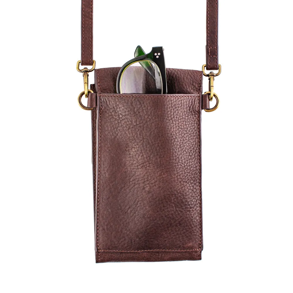 On the Move Leather Phone Bag in Black