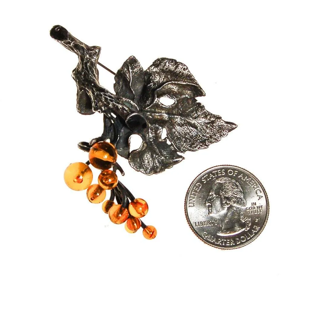 One of Kind Brutalist Modern Golden Grapes Brooch