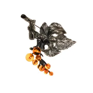 One of Kind Brutalist Modern Golden Grapes Brooch