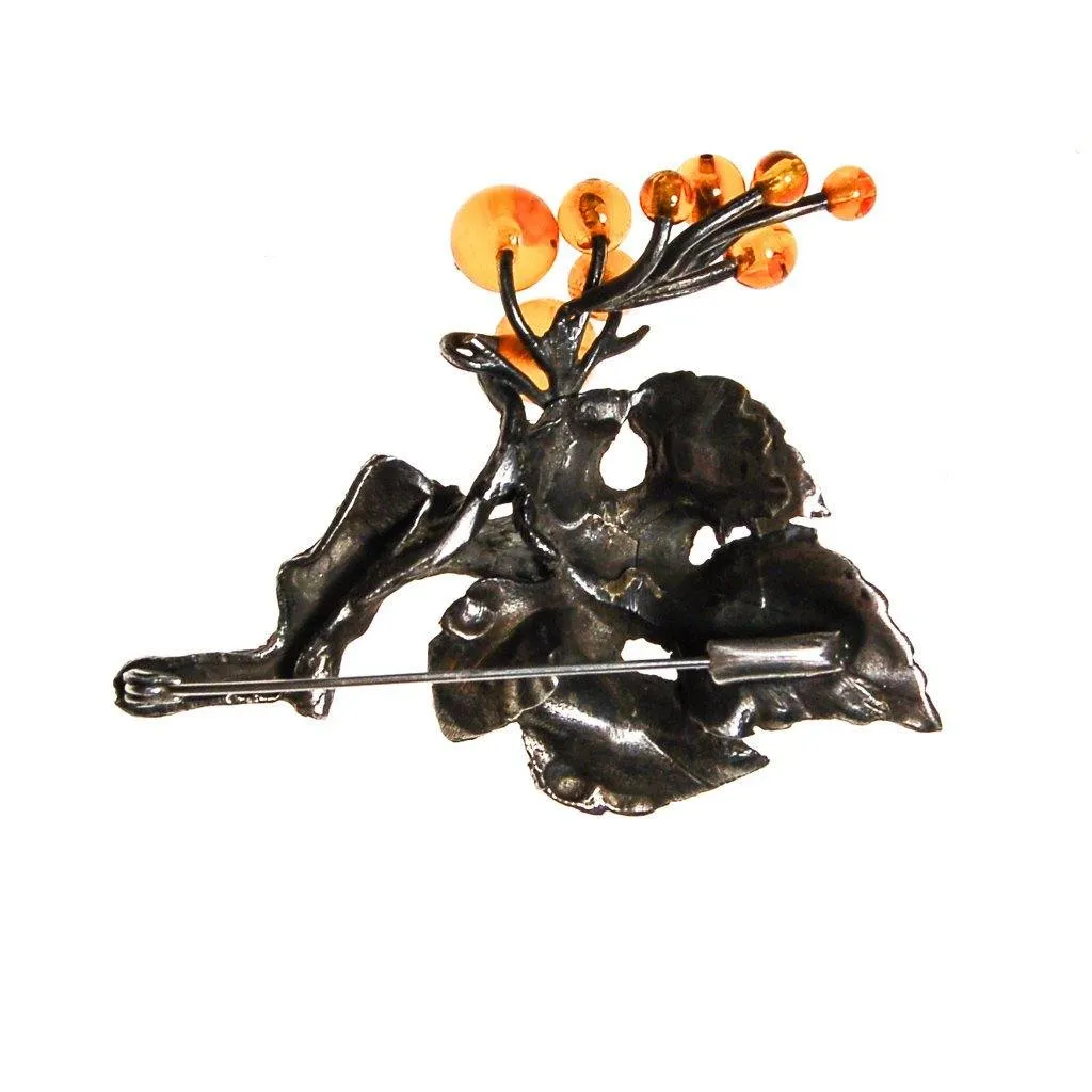 One of Kind Brutalist Modern Golden Grapes Brooch