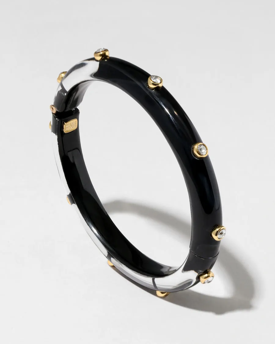 Onyx Crystal Studded Lucite Hinge Bracelet