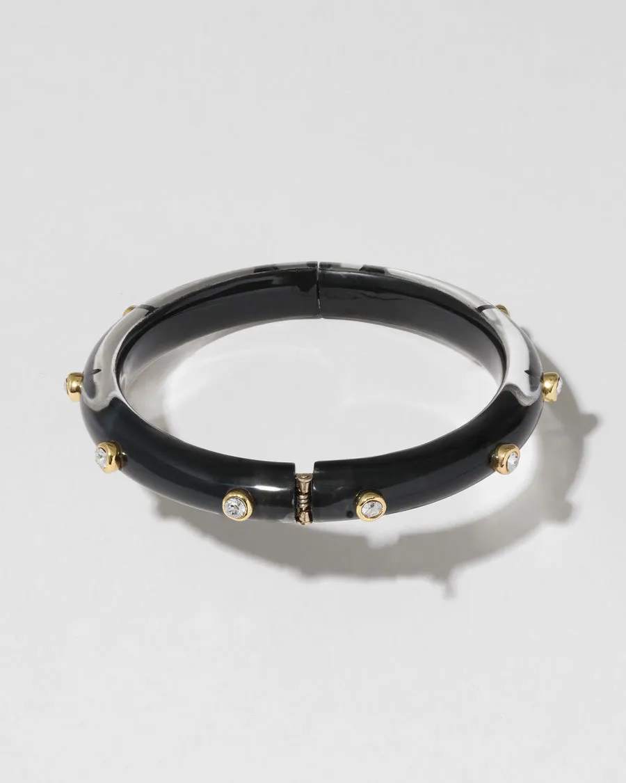 Onyx Crystal Studded Lucite Hinge Bracelet