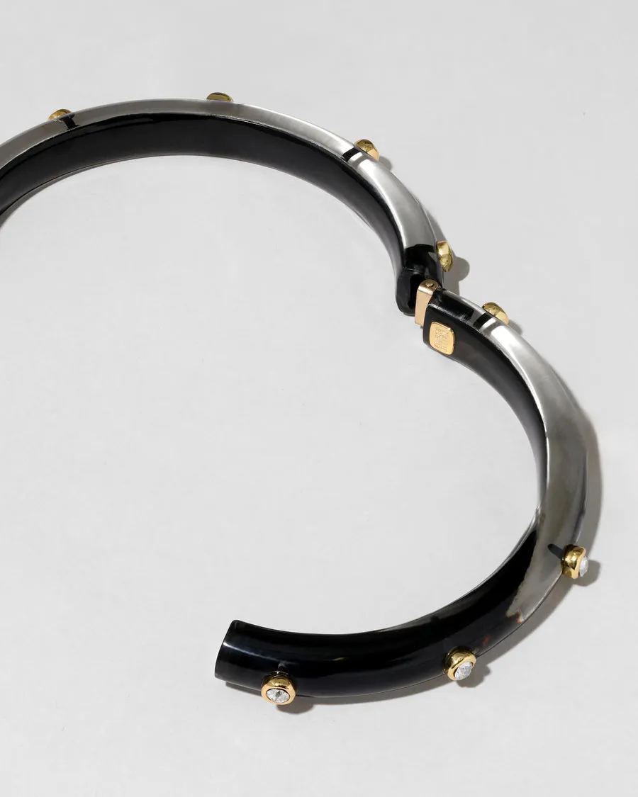 Onyx Crystal Studded Lucite Hinge Bracelet