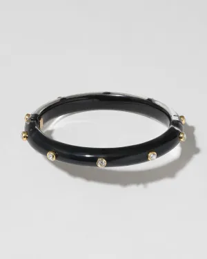 Onyx Crystal Studded Lucite Hinge Bracelet