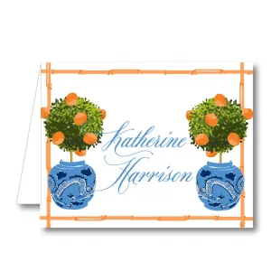 Orange Topiary Folded Notecard