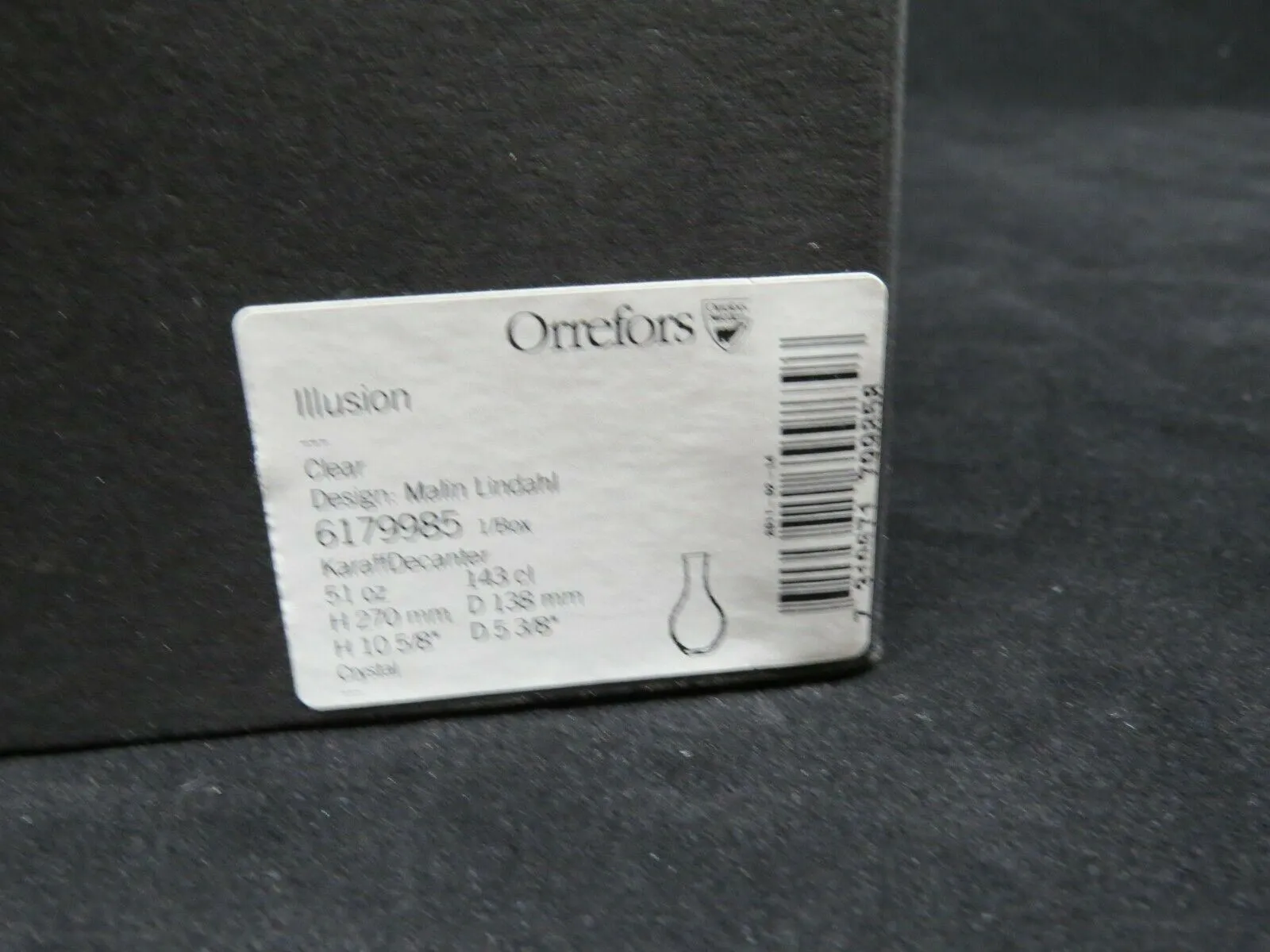 Orrefors Illusion 51oz Decanter Clear Crystal  AP19