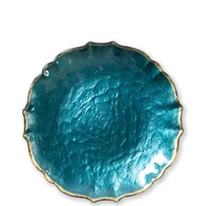 Pastel Glass Salad Plate Teal