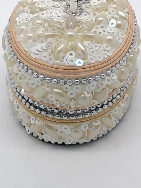 Pearl and Cross Rosary Box Oval