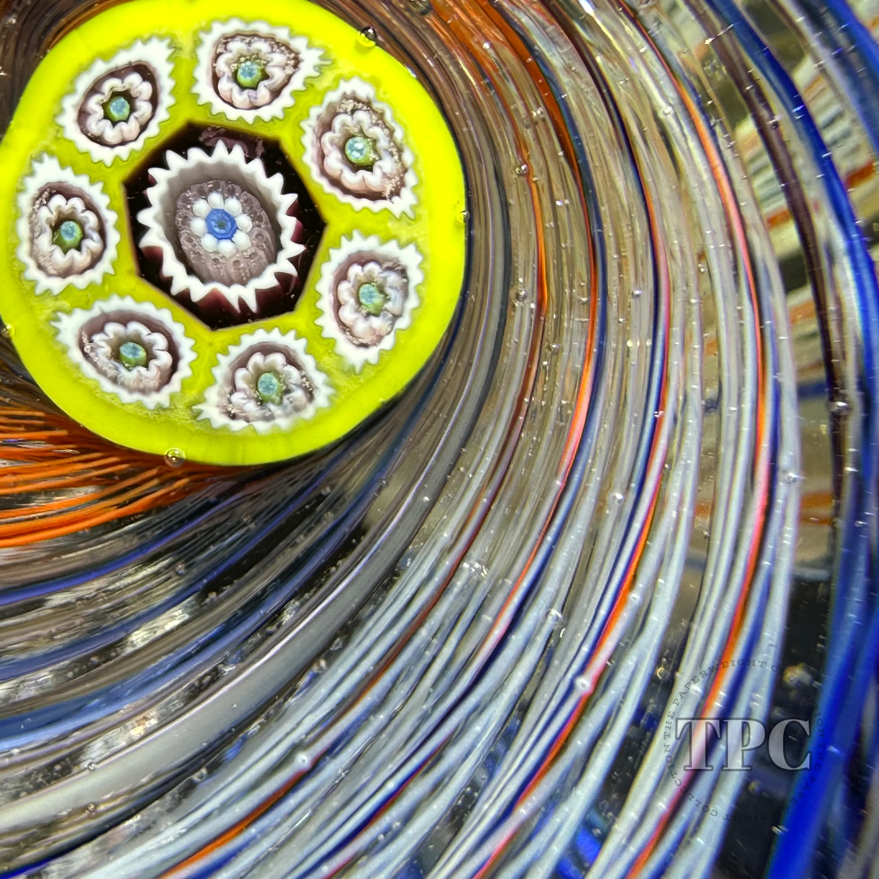 Perthshire Glass Art PP20 Glass Art Paperweight Colorful Spiral Pinwheel with Murrine Center