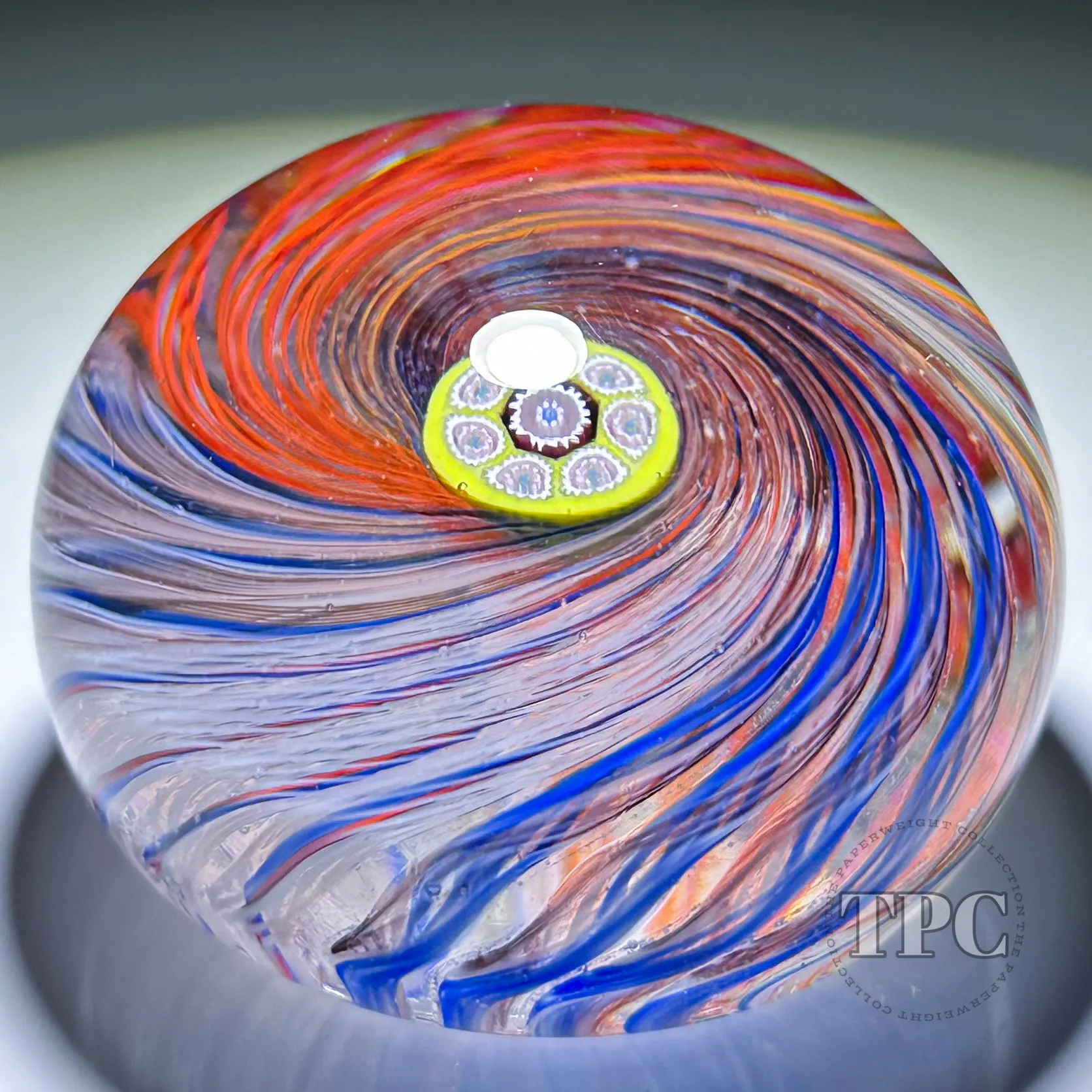 Perthshire Glass Art PP20 Glass Art Paperweight Colorful Spiral Pinwheel with Murrine Center