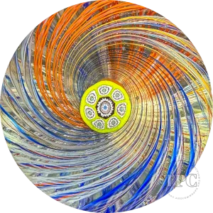 Perthshire Glass Art PP20 Glass Art Paperweight Colorful Spiral Pinwheel with Murrine Center