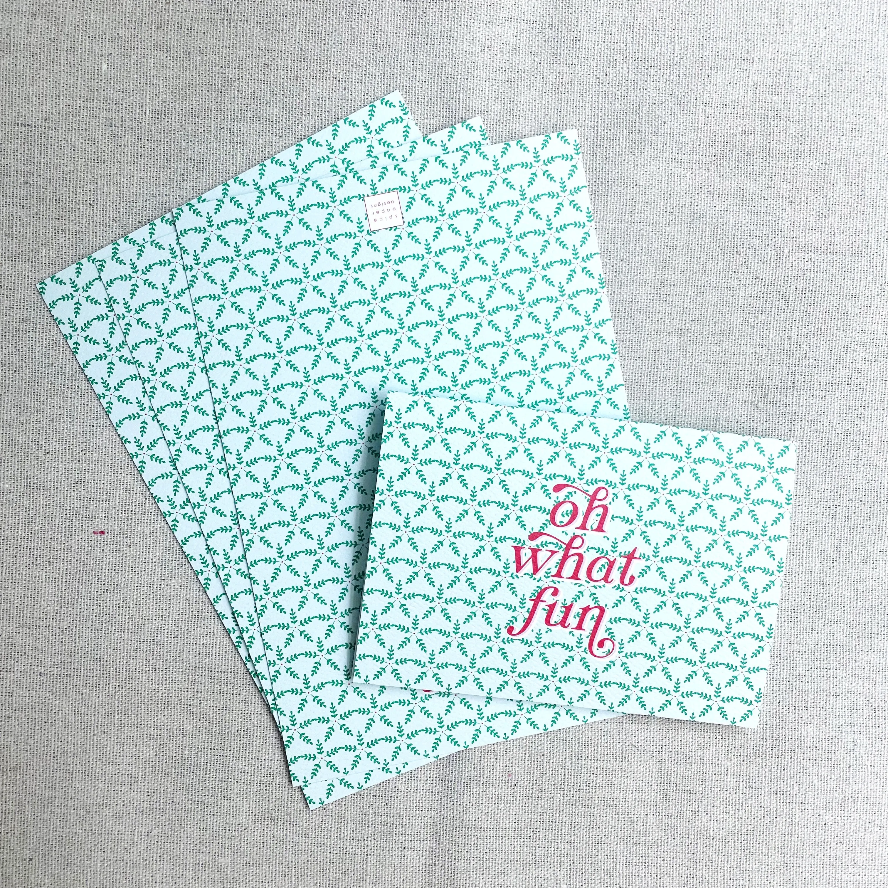 Petite Folded Holiday Notecard Set, non-personalized | oh what fun