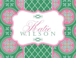 Pink and Green Medallion Notecards