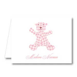 Pink Bear Folded Notecard